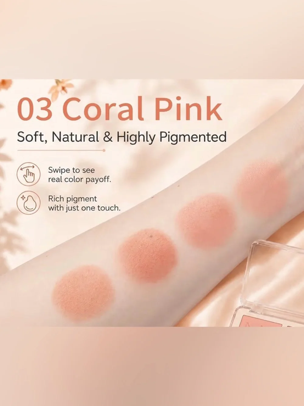 🆕 4-Color Matte Eyeshadow/Blush Palette | Coral Pink Shades | Highly Pigmented